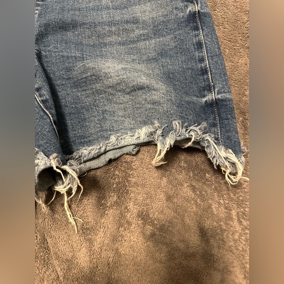 Black Label Blue Denim Overalls Shorts with Fray Hem - Sz. XL - Picture 4 of 10